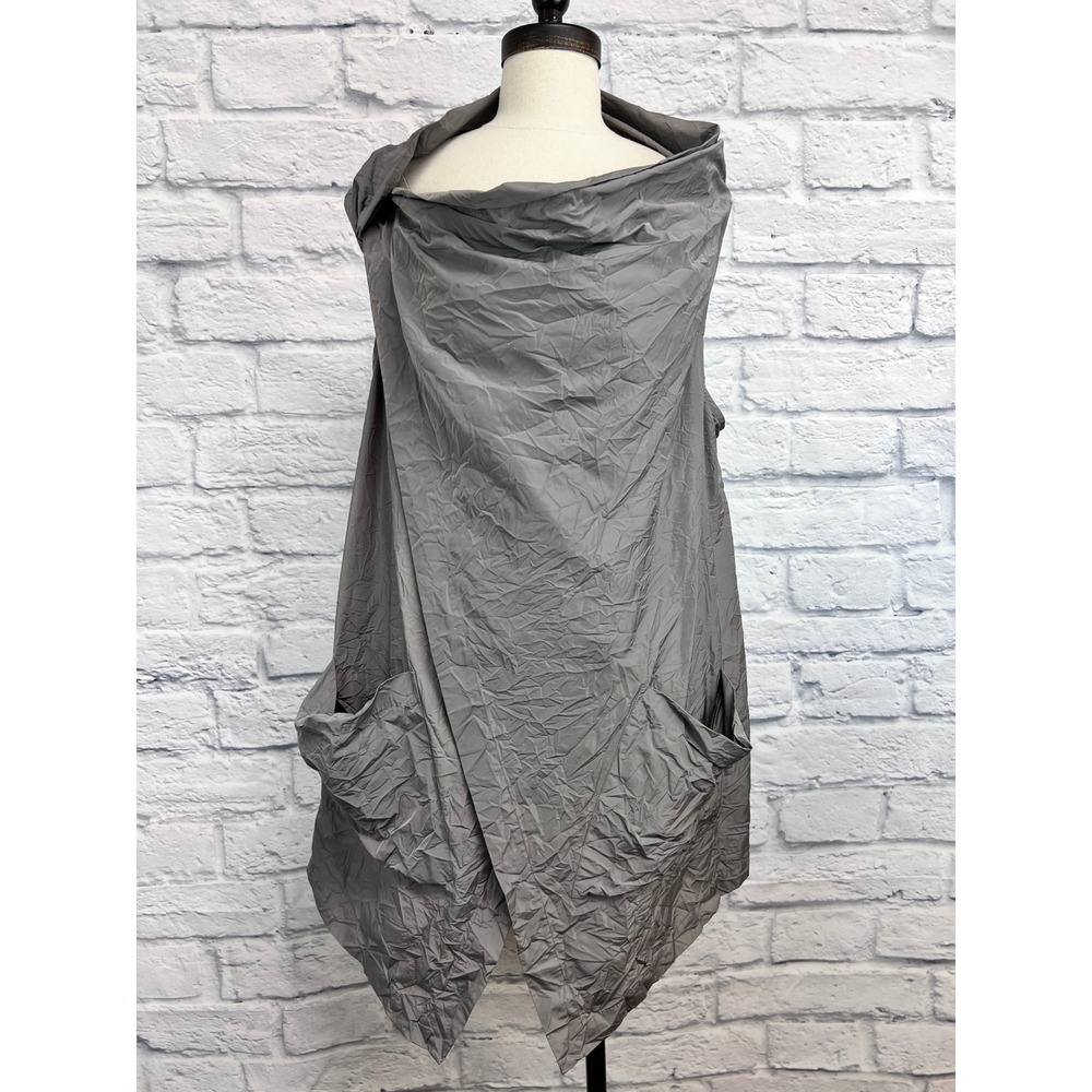 Sun Kim Crinkle Wrap Vest Women M Gray Excellent Asymmetrical Drape ME108